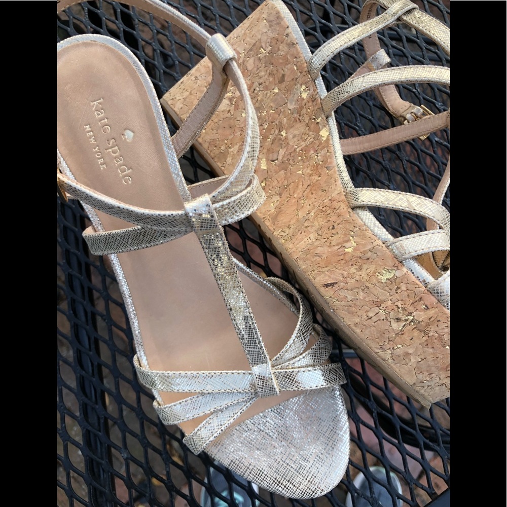 Kate Spade Tropez Metallic Cork Platform Wedge